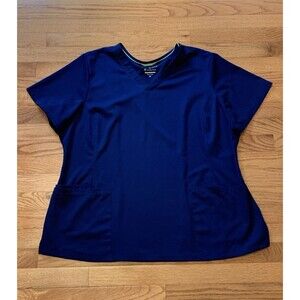 HH Works Healing Hands Scrub Top 2X Blue V-Neck Short Sleeve